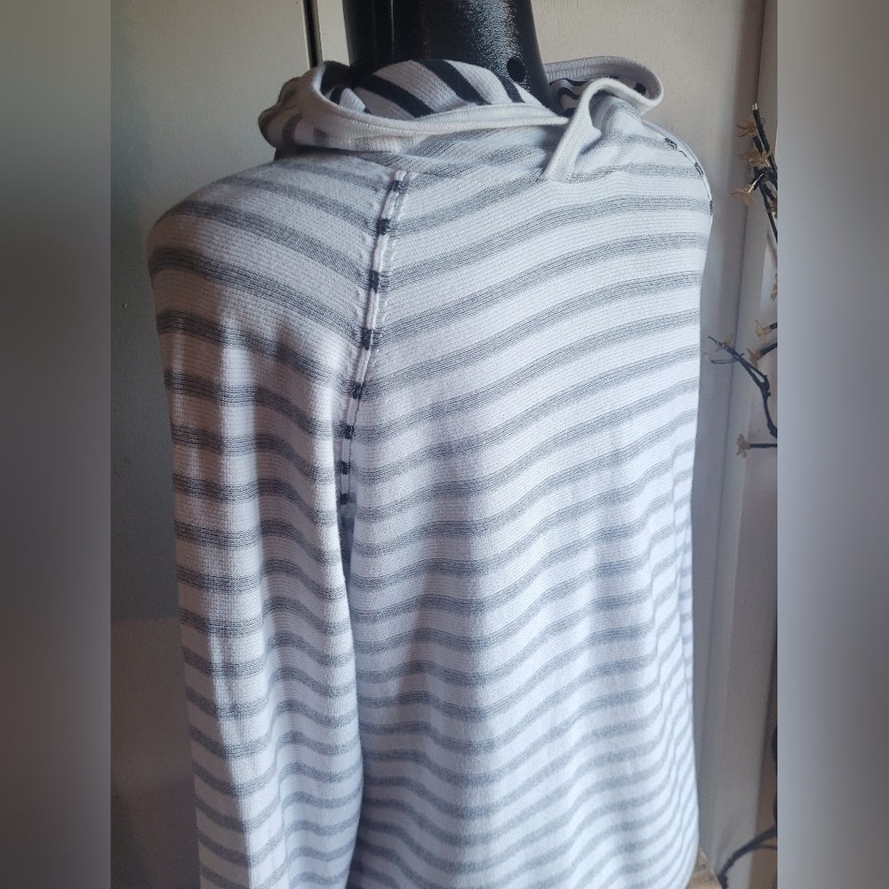 Jack and Jones Knit White and Blue Striped Hoodie S - Picture 3 of 6